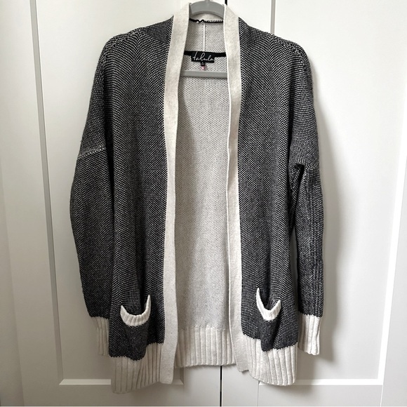 Aritzia Talula Long Cardigan with Pockets in Grey abnd Off-White - Picture 1 of 6